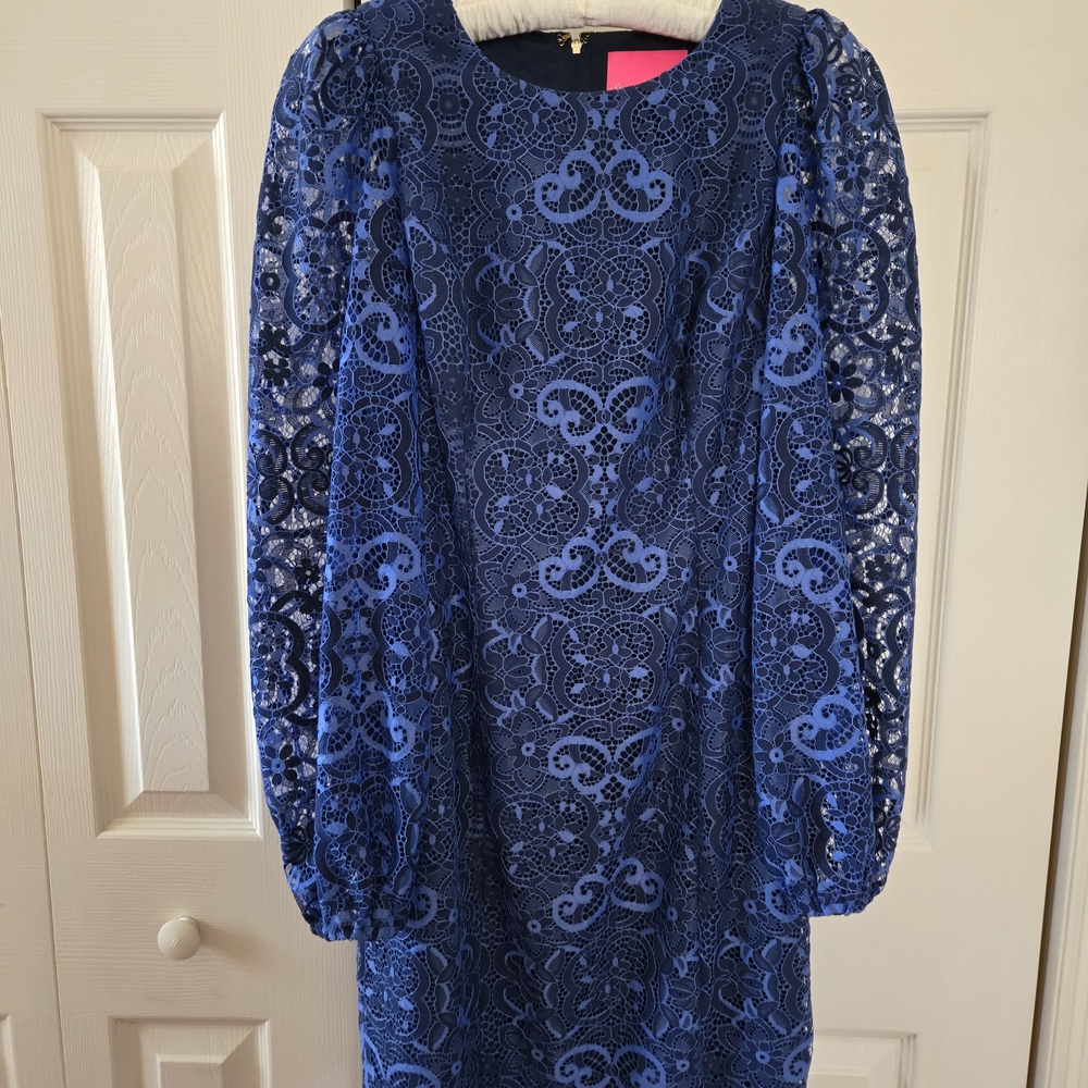 Lilly Pulitzer Georgi Lace Long Sleeve Blue Dress
